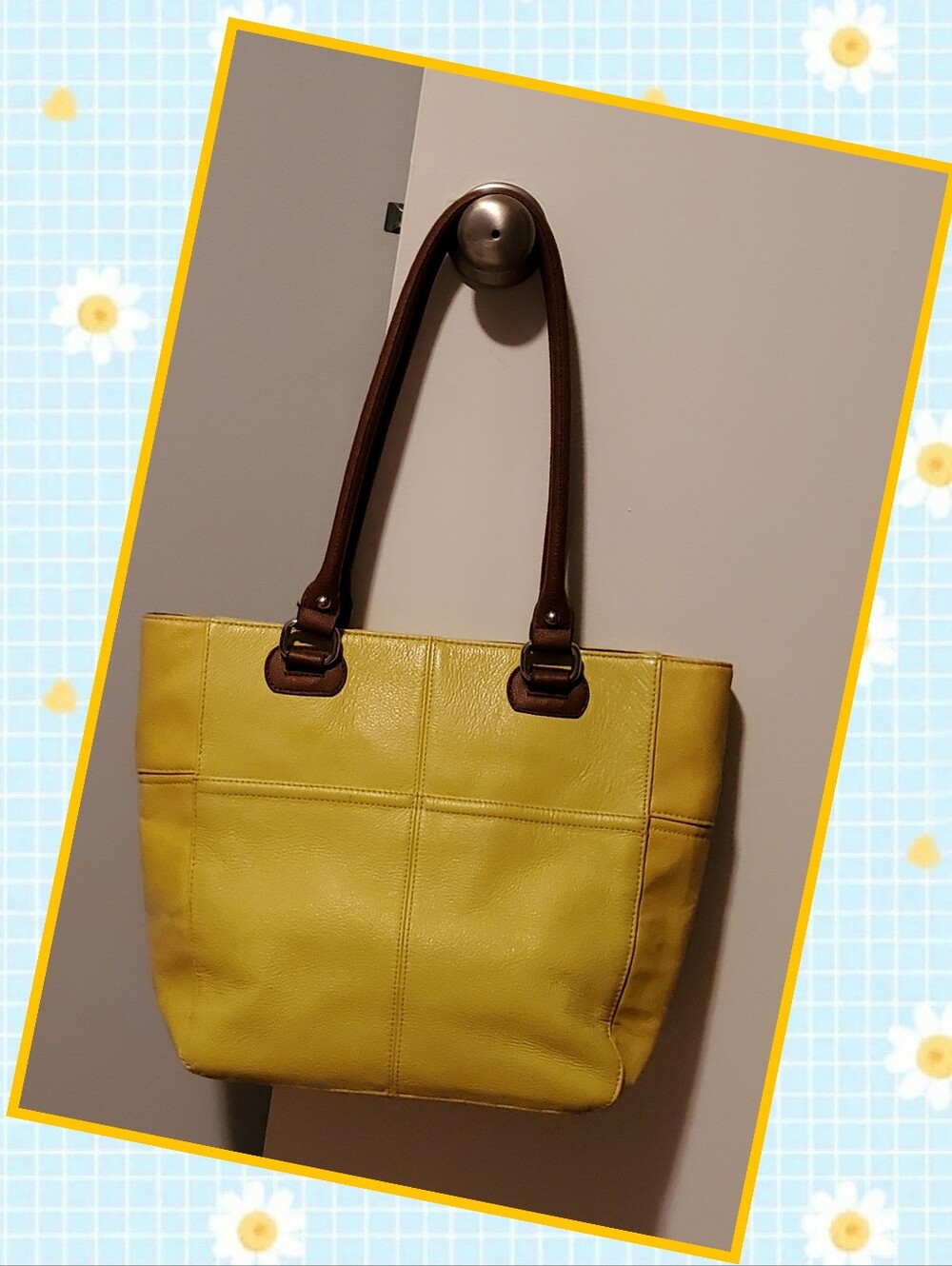 Tignanello Yellow Leather Bag EUC